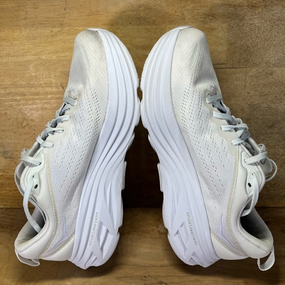 Hoka One One Bondi 8 REFLECTIVE Mens Size 10 Running Shoes Sneakers White - Picture 6 of 12